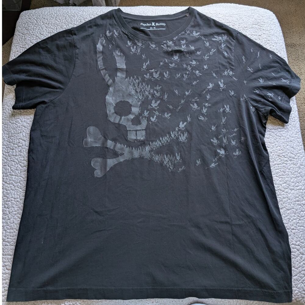 Psycho Bunny Mullen Graphic T Shirt Black 3XL Pima Cotton Skull